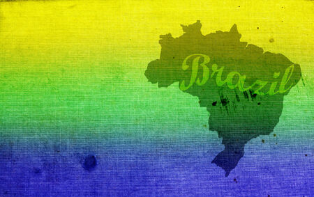 Vintage photo of Brazil map and the colors of the flag    の写真素材