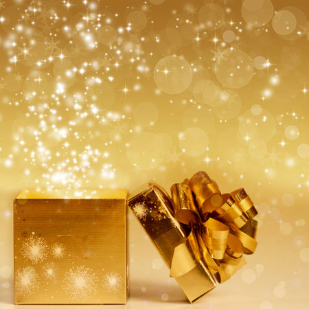 Abstract Christmas background with snowflakes and holiday lightsの写真素材