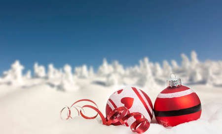 Sparkling Christmas background with red baubles