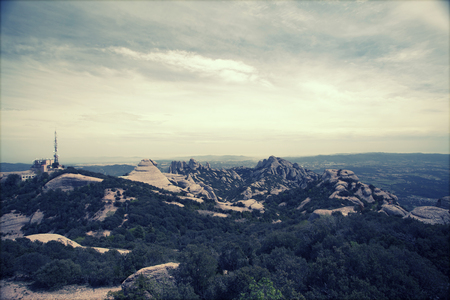 Montserrat mountains on a cloudy day, Barcelona, Spainの写真素材