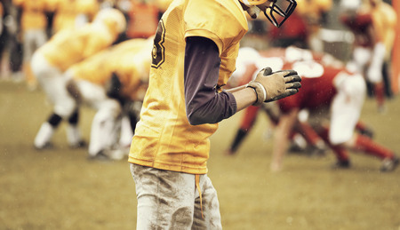 America football player on the field during the gameの写真素材