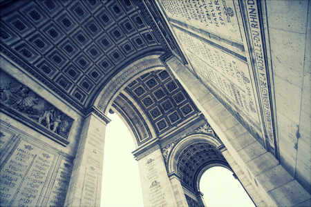 PARIS, FRANCE - MARCH 25, 2016: Close up details underneath the Arc de Triomphe in Parisのeditorial素材
