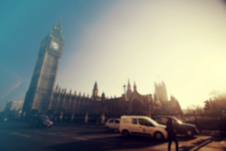 Big Ben in Westminster with London traffic. Blurred backgroundのeditorial素材
