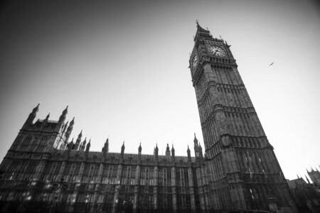 Close up of the clock face of Big Ben in Westminster, London - retro styled photoのeditorial素材
