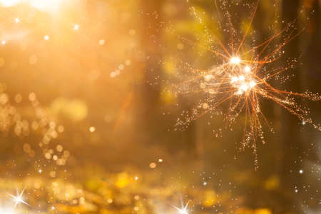 Fireworks at New Year and copy space - abstract holiday backgroundの写真素材