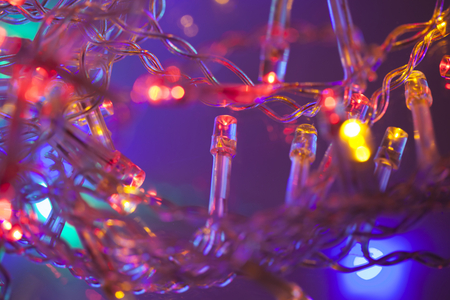 Colorful glowing Christmas lightsの写真素材