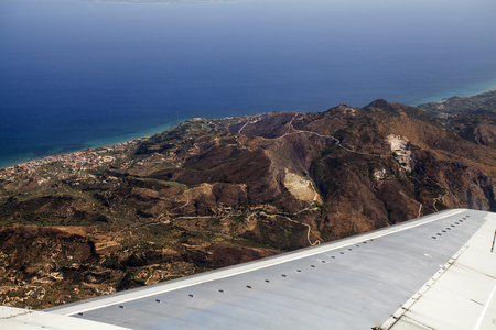 Zakynthos island, Greece - view from an airpalneの写真素材