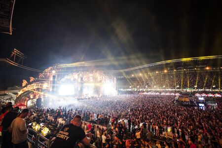 Cluj-Napoca, Romania - August 6, 2017:  Crowd having fun at Martin Garrix, a Dutch DJ, record producer and musician live concert at Untold Festival, the Best Major Music Festival of Europeのeditorial素材