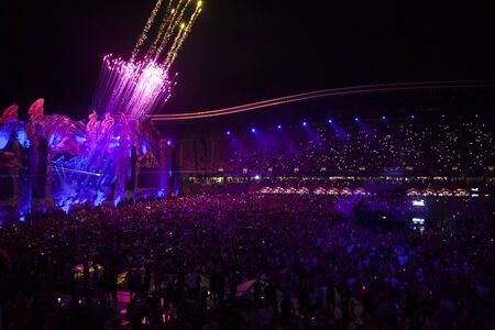 Cluj-Napoca, Romania - August 6, 2017:  Crowd having fun at Martin Garrix, a Dutch DJ, record...