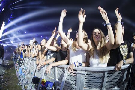 Cluj-Napoca, Romania - August 6, 2017:  Crowd having fun at Martin Garrix, a Dutch DJ, record...