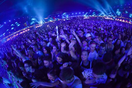 Cluj-Napoca, Romania - August 6, 2017:  Crowd having fun at Martin Garrix, a Dutch DJ, record producer and musician live concert at Untold Festival, the Best Major Music Festival of Europeのeditorial素材