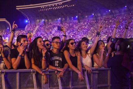 Cluj-Napoca, Romania - August 6, 2017: Crowd of young fans of Martin Garrix, popular dutch DJ, waiting for the show at Untold Festival, the Best Major Music Festival of Europeのeditorial素材