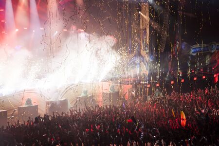 Cluj-Napoca, Romania - August 6, 2017:  Crowd having fun at Afrojack, a Dutch DJ, record producer and remixer from Spijkenisse, live concert at Untold Festival, the Best Major Music Festival of Europeのeditorial素材