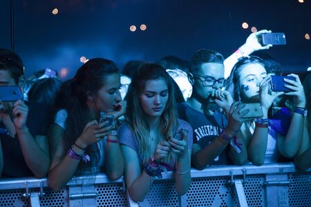 Cluj-Napoca, Romania - August 6, 2017:  Crowd having fun at Afrojack, a Dutch DJ, record producer...