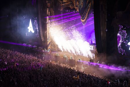 Cluj-Napoca, Romania - August 6, 2017:  Crowd having fun at Afrojack, a Dutch DJ, record producer and remixer from Spijkenisse, live concert at Untold Festival, the Best Major Music Festival of Europeのeditorial素材