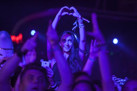 Cluj-Napoca, Romania - August 6, 2017:  Crowd having fun at Afrojack, a Dutch DJ, record producer and remixer from Spijkenisse, live concert at Untold Festival, the Best Major Music Festival of Europeのeditorial素材