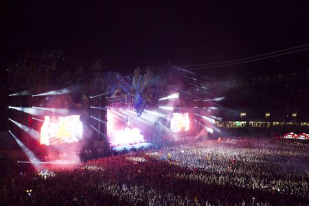 Cluj-Napoca, Romania - August 6, 2017:  Crowd having fun at Afrojack, a Dutch DJ, record producer and remixer from Spijkenisse, live concert at Untold Festival, the Best Major Music Festival of Europeのeditorial素材
