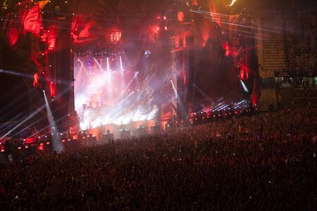Cluj-Napoca, Romania - August 6, 2017:  Crowd having fun at Afrojack, a Dutch DJ, record producer...