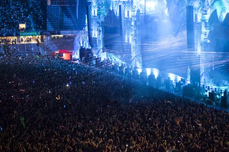 Cluj-Napoca, Romania - August 6, 2017:  Crowd having fun at Afrojack, a Dutch DJ, record producer and remixer from Spijkenisse, live concert at Untold Festival, the Best Major Music Festival of Europeのeditorial素材
