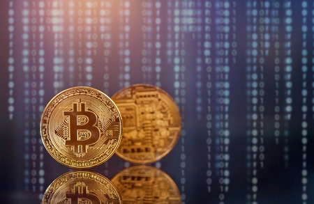 Golden Bitcoin Cryptocurrency. New Virtual money concept.