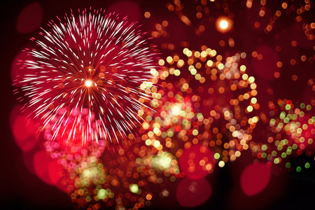 Fireworks at New Year and copy space - abstract holiday background