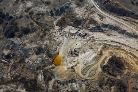 Aerial view of an open pit mining in Romania.の写真素材