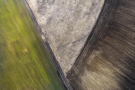 Aerial view of agricultural fields - Abstract textured background, colorful shapesの写真素材