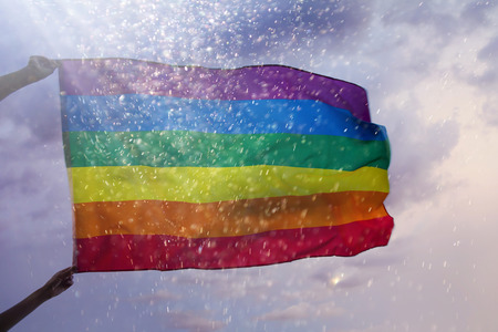 LGBt flag blown in the windの写真素材