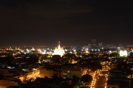 Bangkok night view with skyscraper in business district in Bangkok Thailand.のeditorial素材