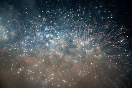 Fireworks at New Year and copy space - abstract holiday background