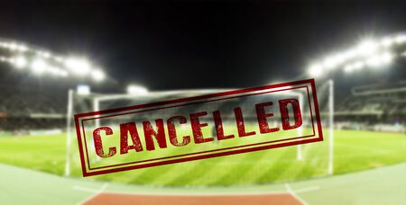 Cancelled soccer or sport event to avoid Coronavirus outbreaks, COVID-19 concept.の写真素材