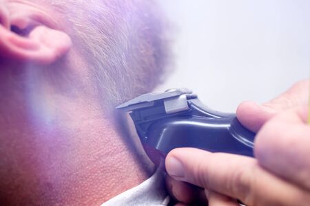 Beard styling and cut. Close up cropped photo of a styling of a beard. Barber shop concept.の写真素材