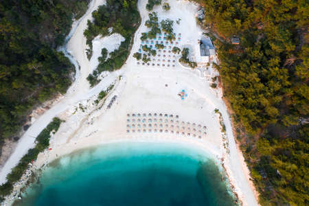 Landscape with amazing Golden Beach and Skala Potamia on Thassos, Aegean Sea, Greeceの写真素材