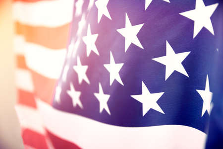Flag of United States of America waving .