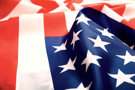 Flag of United States of America waving .