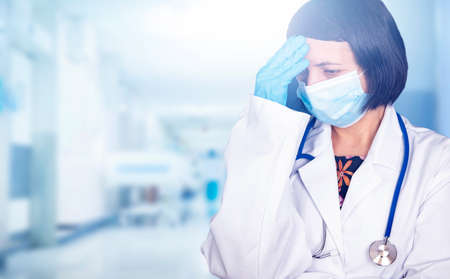 Healthcare and medical concept. Doctor in hospital corridor.