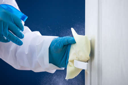 Disinfection, cleaning and washing of door handles.