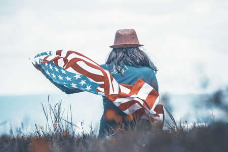 Celebrating Memorial Day, 4th of July or Labour Day in USA.の写真素材