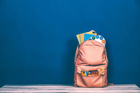 Back to school concept. Backpack with school supplies.の写真素材