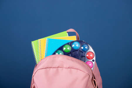 Back to school concept. Backpack with school supplies.の写真素材