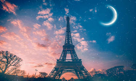 Romantic destination of Eiffel Tower, Paris, Franceの写真素材