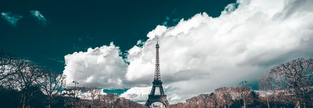 Romantic destination of Eiffel Tower, Paris, Franceの写真素材