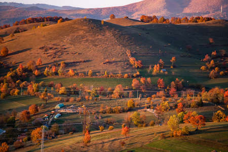 Transylvanian autumn rural landscapeの写真素材