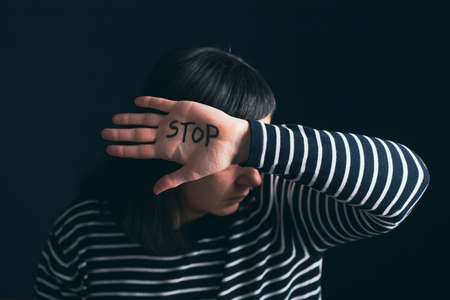 Women violence and abused concept. Stop domestic violence against women and human trafficking.の写真素材