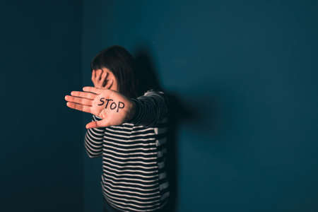 Women violence and abused concept. Stop domestic violence against women and human trafficking.の写真素材
