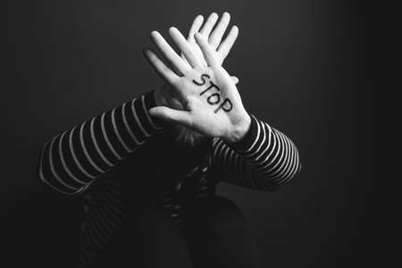 Women violence and abused concept. Stop domestic violence against women and human trafficking.の写真素材