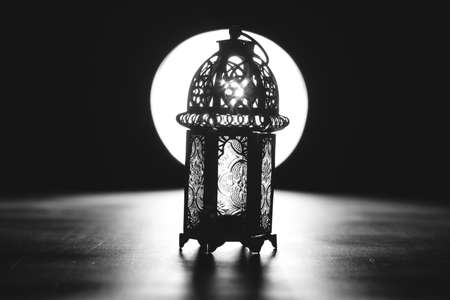 Ramadan Kareem background. Ornamental Arabic lantern glowing at nightの写真素材