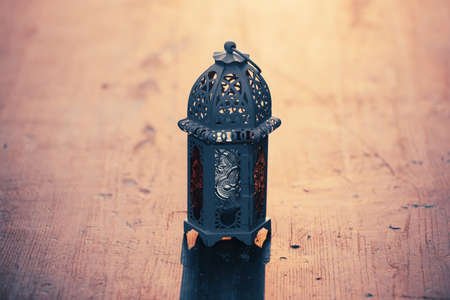 Ramadan Kareem background. Ornamental Arabic lantern glowing at nightの写真素材