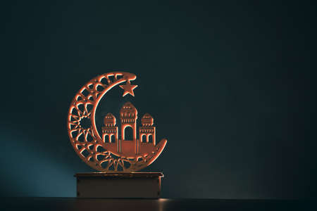 Ramadan Kareem background. Ornamental Arabic lantern glowing at nightの写真素材