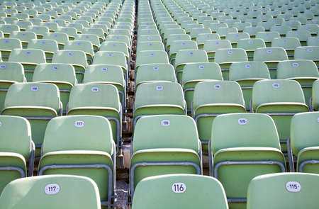 Empty chairs for audience on modern stadium arena or open air theatre